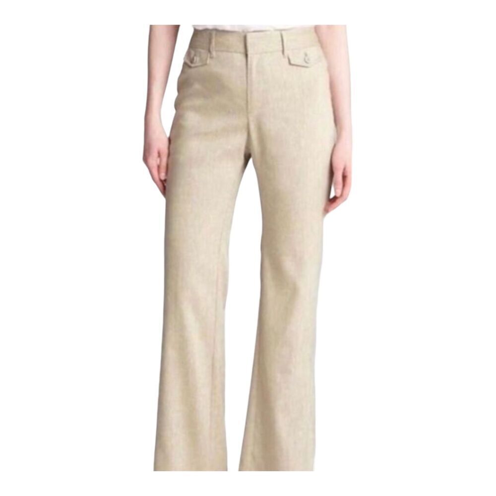 Gap High Rise Baby Boot Cut Linen Blend Trouser Pants, 16